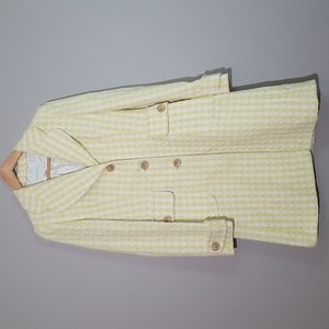 Banana Republic Tweed Coat, yellow and white houndstooth print, size S